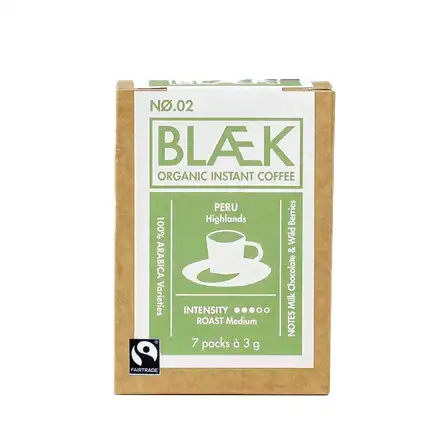 Blaek medium blend Peru oploskoffie instant coffee